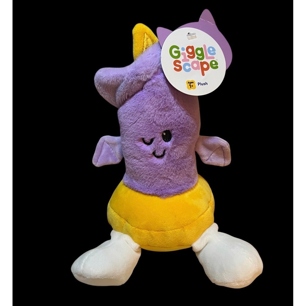 Gigglescape Purple Monster Plush Winking Candle Stuffed Animal Toy Yellow White